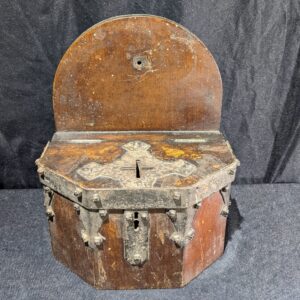 Victorian Wall Mounted Church Oak & Steel Collection Donation Poor Box (SOLD)