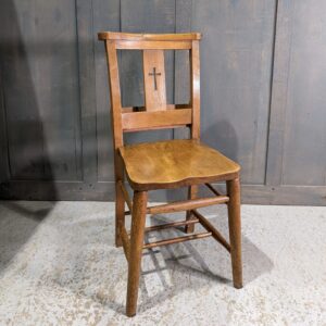 Vintage Round Top Cross Back Elm & Beech Church Chapel Chairs (SOLD)