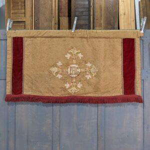 Distressed Small Victorian Altar Frontal with Red Velvet Gold Thread Ochre & IHC Motif (SOLD)