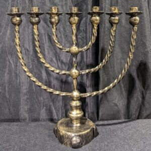 Handmade Ukrainian Painted Iron Jewish Menorah -SOLD-