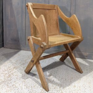 Simple Vintage Oak Glastonbury Clergy Chair from St Nicholas' Trowbridge (SOLD)