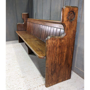 St Michael's Fulwell Antique Ash Pew with Carved Ash Leaves (SOLD)