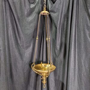 1950's Vintage Brass & Steel Larger Size Sanctuary Vigil Votive Hanging Lamp (SOLD)