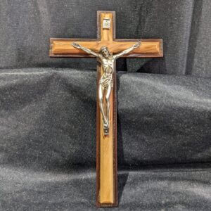 Small Modern Italian Crucifix in Metal Olive Wood & Oak (SOLD)