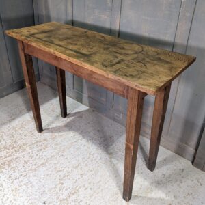 Crypt Find Small Battered & Stained Antique Oak Narrow Hall Table (SOLD)