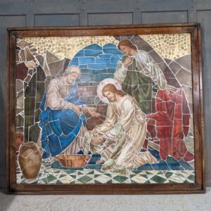 Fantastic Statement Piece Antique Victorian Extremely Large Framed Mosaic of Christ Washing the feet of Peter (SOLD)