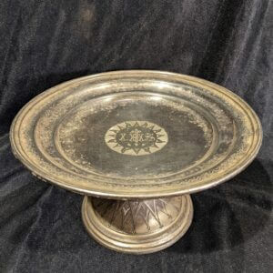 Large Antique Silver Plate Paten on Stand from St Teilo's Cardiff (SOLD)