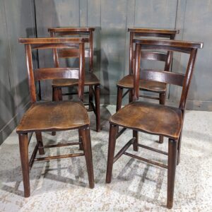 Set of 4 Beautiful Antique Mellow Dark Classic Church Chapel Chairs from St Peter's Leicester (SOLD)