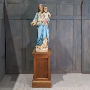 Vintage Spanish Tranquil & Serene Madonna BVM with Child with Oak Stand (SOLD)