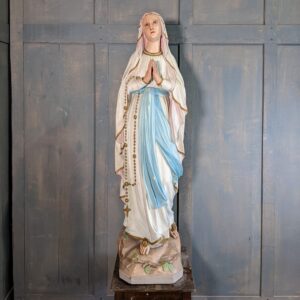 Large Antique French Convent Statue of BVM Our Lady The Immaculate Conception with Glass Eyes (SOLD)