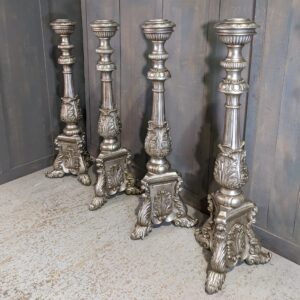 Spectacular Set of 4 Giant Resin Baroque Church Pavement Candle Stands (SOLD)