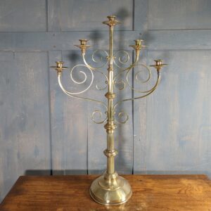 Large Vintage Brass Five Candle Table Church Candelabra Candle Stand (SOLD)