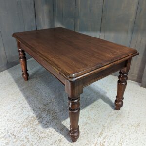 Antique Victorian Pine Kitchen Table with Drawers & Deep Coloured Varnish (SOLD)