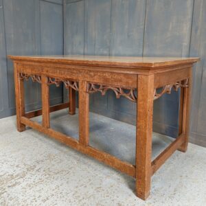 Solid Oak Mid-Century Gothic Altar Communion Table 'In Remembrance' (SOLD)