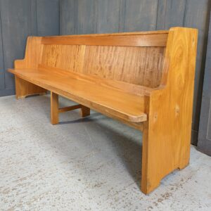 Simple 1960's Danish Style Beech Panel Back Church Bench from Hampton Methodist Church (SOLD)