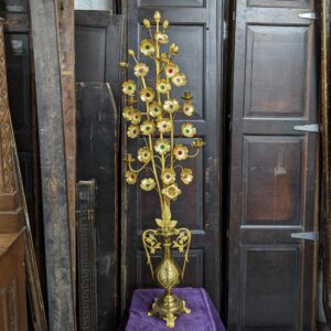 Spectacular Religious Gilt & Brass Gem Encursted Floral Candelabra (SOLD)