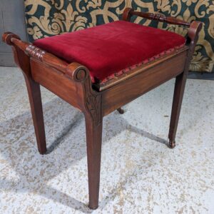Antique Rich Dark Mahogany Victorian Piano Stool on Wheels (SOLD)