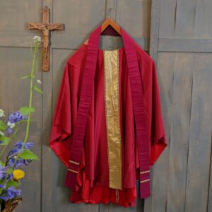 Vintage Simple Deep Red & Gold Chasuble with Stole (SOLD)