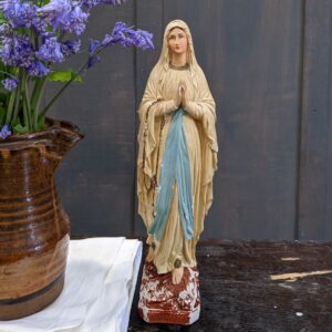Antique Small Polychrome Distressed Relgious Statue of Our Lady of Lourdes BVM (SOLD)