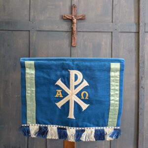 Vintage 1950's Blue Chi Rho Alpha Omega Tasseled Lectern Fall Cover by J Wippel & Co Ltd (SOLD)