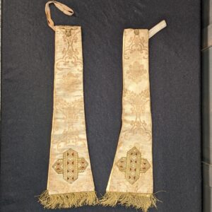 Pair of Vintage Cream Damask Gold Tasseled Maniples (SOLD)