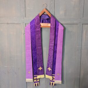 Three Vintage Purple Stoles with Crosses Gold & Fringing (SOLD)