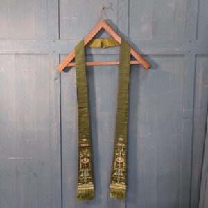 Beautiful Antique Green Oriental Lotus Flower Bullion Embroidery Stole (SOLD)