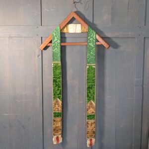 Antique Two Tone Damask Green & Cream Stole (SOLD)