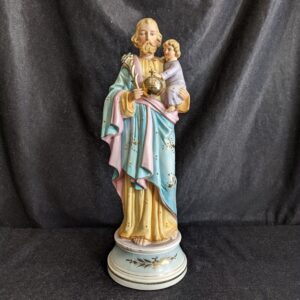 Handpainted Vintage French Porcelain Religious Statue of St Joseph & Child (SOLD)