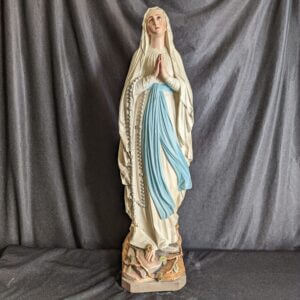 1920's Vintage French Mid to Large Statue of Our Lady of Lourdes BVM with Glass Eyes (SOLD)