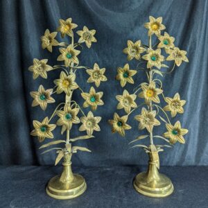 Highly Ornate French Brass Floral Church Altar Decorations (SOLD)