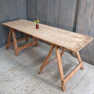 Nice Colour Vintage 3 Plank Pine Trestle Table (SOLD)