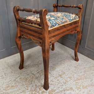 Attractive Antique Hardwood Piano Stool with William Morris Upholstery (SOLD)
