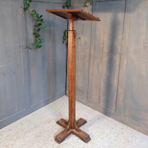 Simple 1950's Vintage Adjustable Oak Pedestal Lectern (SOLD)