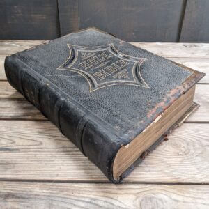 Antique Large Leather Bound 'National Family Bible' with Brass Clasps (SOLD)