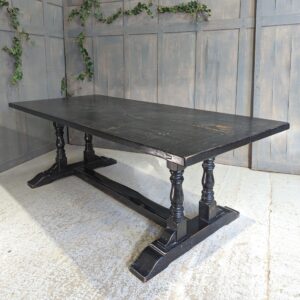 Early 18th Century Style Extra Large Heavy Black Painted Solid Oak Refectory Table (SOLD)