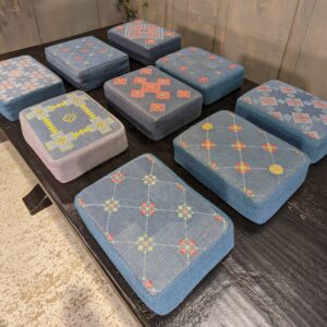 Nine Embroidered Vintage Church Kneelers Hassocks Cushions from St Mary & St Nicholas Leatherhead (SOLD)