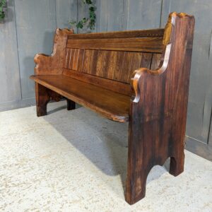 Art Nouveau Influenced Antique Oak Pew Bench from Brownhills Baptist Church (SOLD)
