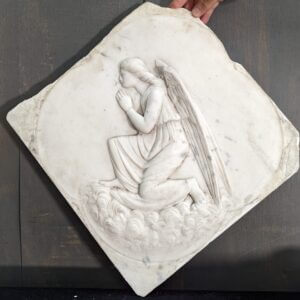 Carved Marble Victorian Altar Piece Depicting a Praying Left Facing Angel (SOLD)