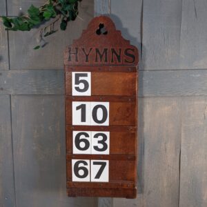Antique Victorian Solid Oak 4 Hymn Hymn Board with Trefoil Cutaway (SOLD)