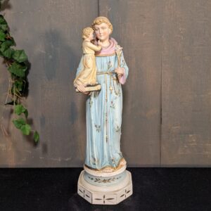 Large 1920's Vintage French Porcelain Bisque Statue of St Anthony of Padua with Child (SOLD)