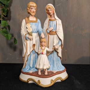 Modern Bisque Porcelain Religious Statue Fairing Portraying a Very Northern European Holy Family (SOLD)