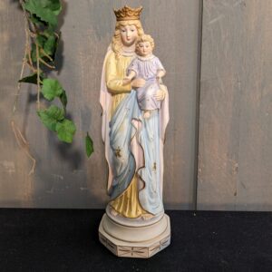 Vintage Flemish Bisque Porcelain Religious Statue of Madonna Virgin Mary with Child (SOLD)