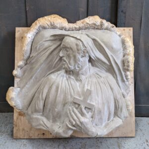 Large Ultra Convincing Resin Reproduction Stone Plaque of Italian Saint (SOLD)