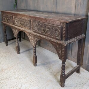Long Antique Carved Oak Sideboard with 1700's Elements (SOLD)