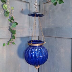 Large Decorative Vintage Sanctuary Lamp with Blue Glass (SOLD)
