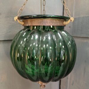 Large Decorative Vintage Sanctuary Lamp with Green Glass (SOLD)