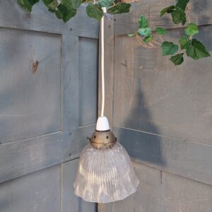 Wavy Glass Holophane Style Smaller Shade with Original Gallery & Modern Wiring (SOLD)