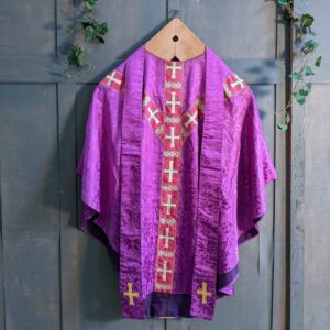 Vintage Purple Damask Y Orphrey Chasuble with Stole (SOLD)