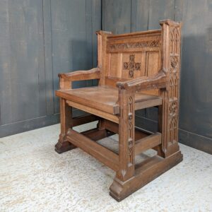 Quietly Spectacular Late Gothic Revival Vintage Carved Oak Priest Church Clergy Chair (SOLD)